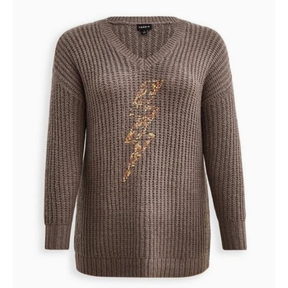 NWT Torrid 2 Lightning Bolt Chunky Pullover Tunic Sweater 2X 18 20 - Picture 5 of 9